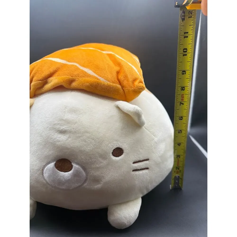 San-X Sumikko Gurashi Neko Salmon Nigiri Sushi Cat 15” Plush Round1 Kawaii